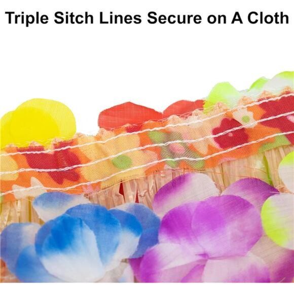 Pack of 2, 9 feet X 29" Luau Grass Table Skirt,Hawaiian Luau Libiscus TableSkirt - Picture 5 of 6